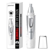 paonies Ear and Nose Hair Trimmer Clipper - 2022 Professional Painless Eyebrow & Facial Hair Trimmer for Men Women, Battery-Operated Trimmer with IPX7 Waterproof, Dual Edge Blades for Easy Cleansing Black