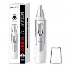 paonies Ear and Nose Hair Trimmer Clipper - 2022 Professional Painless Eyebrow & Facial Hair Trimmer for Men Women, Battery-Operated Trimmer with IPX7 Waterproof, Dual Edge Blades for Easy Cleansing Black