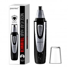 paonies Ear and Nose Hair Trimmer Clipper - 2022 Professional Painless Eyebrow & Facial Hair Trimmer for Men Women, Battery-Operated Trimmer with IPX7 Waterproof, Dual Edge Blades for Easy Cleansing Black