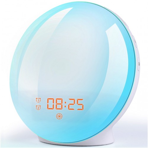 Foryond Sunrise Alarm Clock Wake Up Light - Light Alarm with Sunrise/Sunset Simulation Dual Alarms and Snooze Function, 7 Colors Atmosphere Lamp, 7 Natural Sounds and FM Radio, Built-in Phone Charging Port2